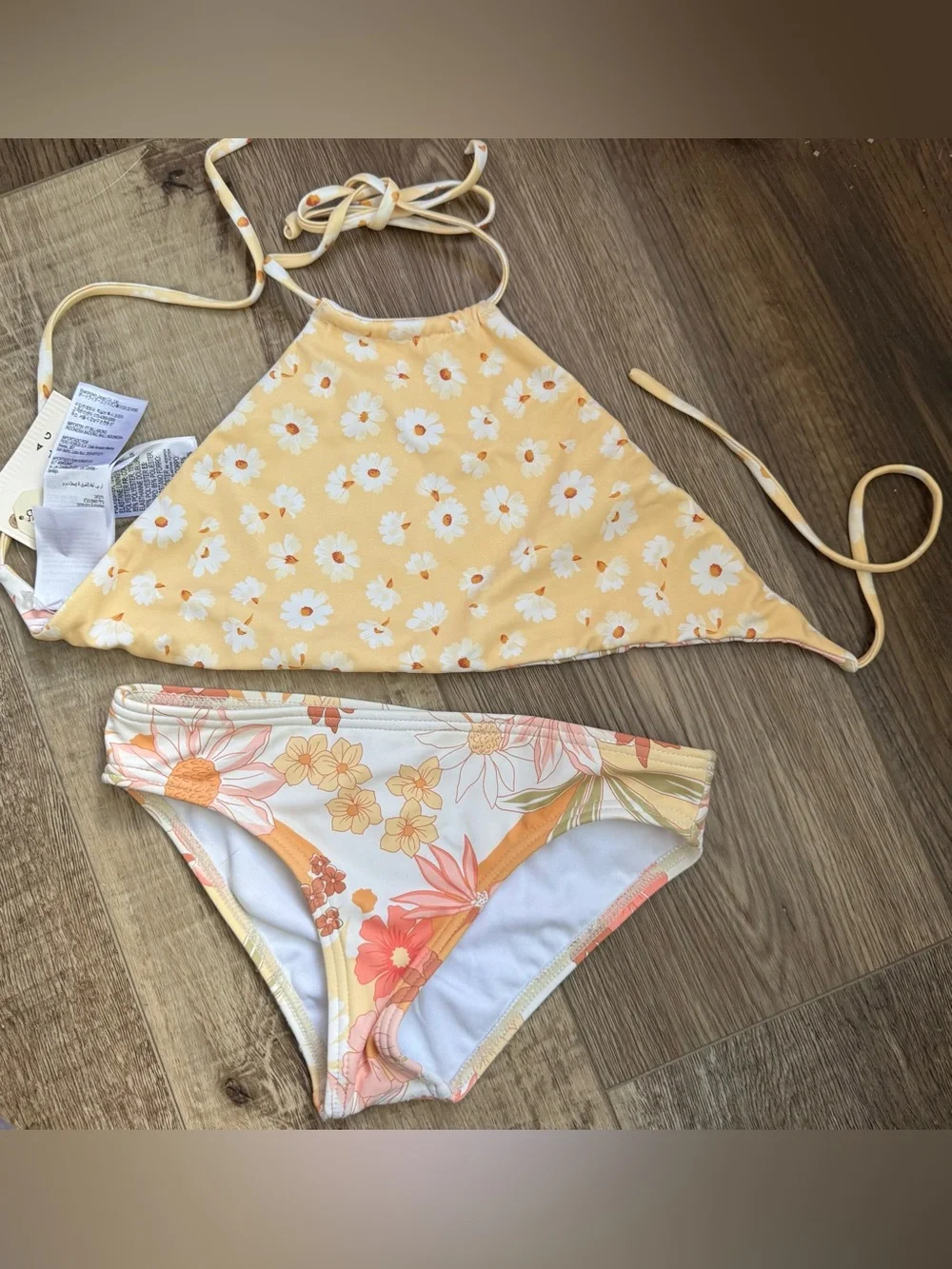 Girls Billabong Little Bit of Sunshine Floral Halter Bikini Size 10